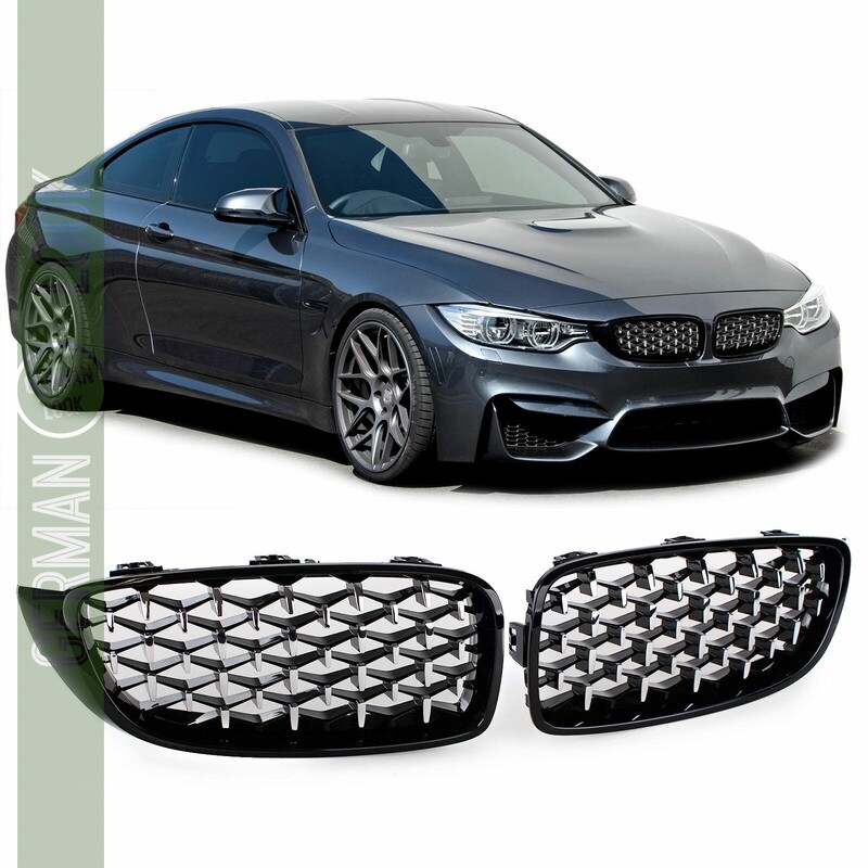 Calandre / Grille​ nid d'abeille Sport Look noir brillant/chromé pour BMW Série 4 F32 F33 F36 F82