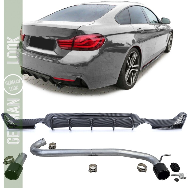 Diffuseur arrière look carbone + sortie d'échappement look 440 pour BMW F32 F33 F36 425 428 430