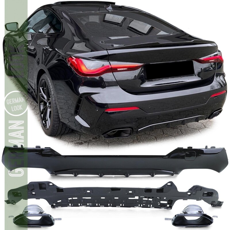 Diffuseur arrière Performance + sorties d'échappement look 440 noir brillant pour BMW Série 4 G22 G23