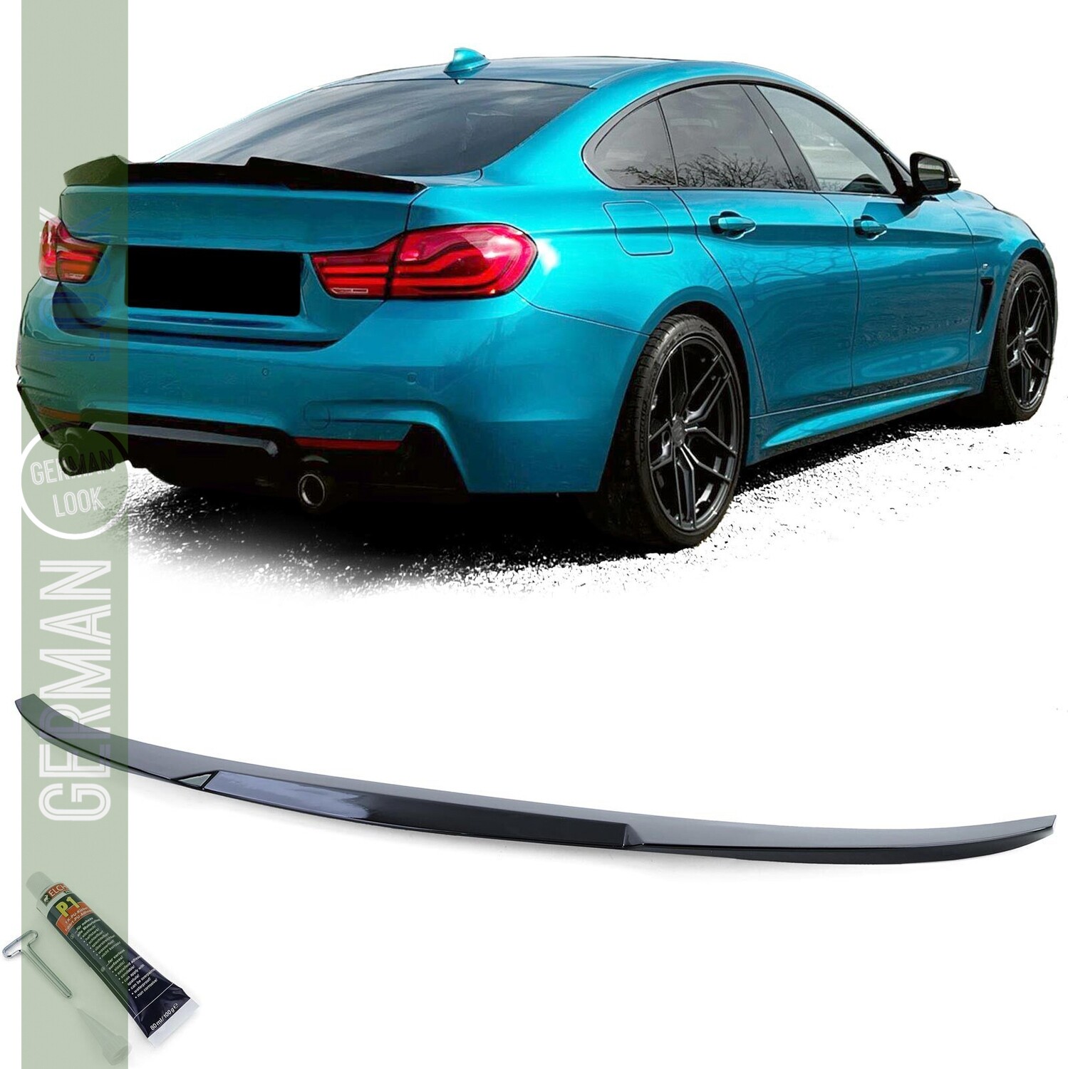 Aileron estilo M4 Performance para BMW Série 4 F36 Gran Coupé preto brilhante