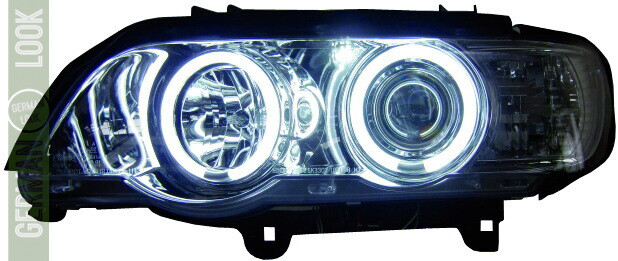 Paire de phares avant Angel Eyes au xenon pour BMW X5 E53 2000 - 2003