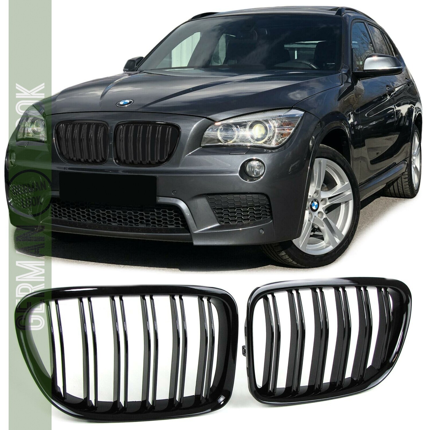 Calandre sport double lame noir brillant noir pour BMW X1 E84 2009 - 2015