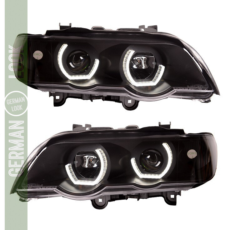 Paire de phares avant Angel Eyes pour BMW X5 E53 2000 - 2003