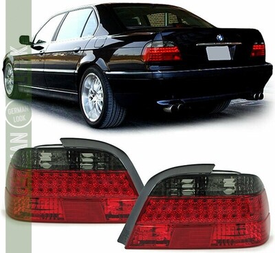 Paire de feux arrière à LED en verre rouge et noir pour BMW Série 7 E38 1998-2001