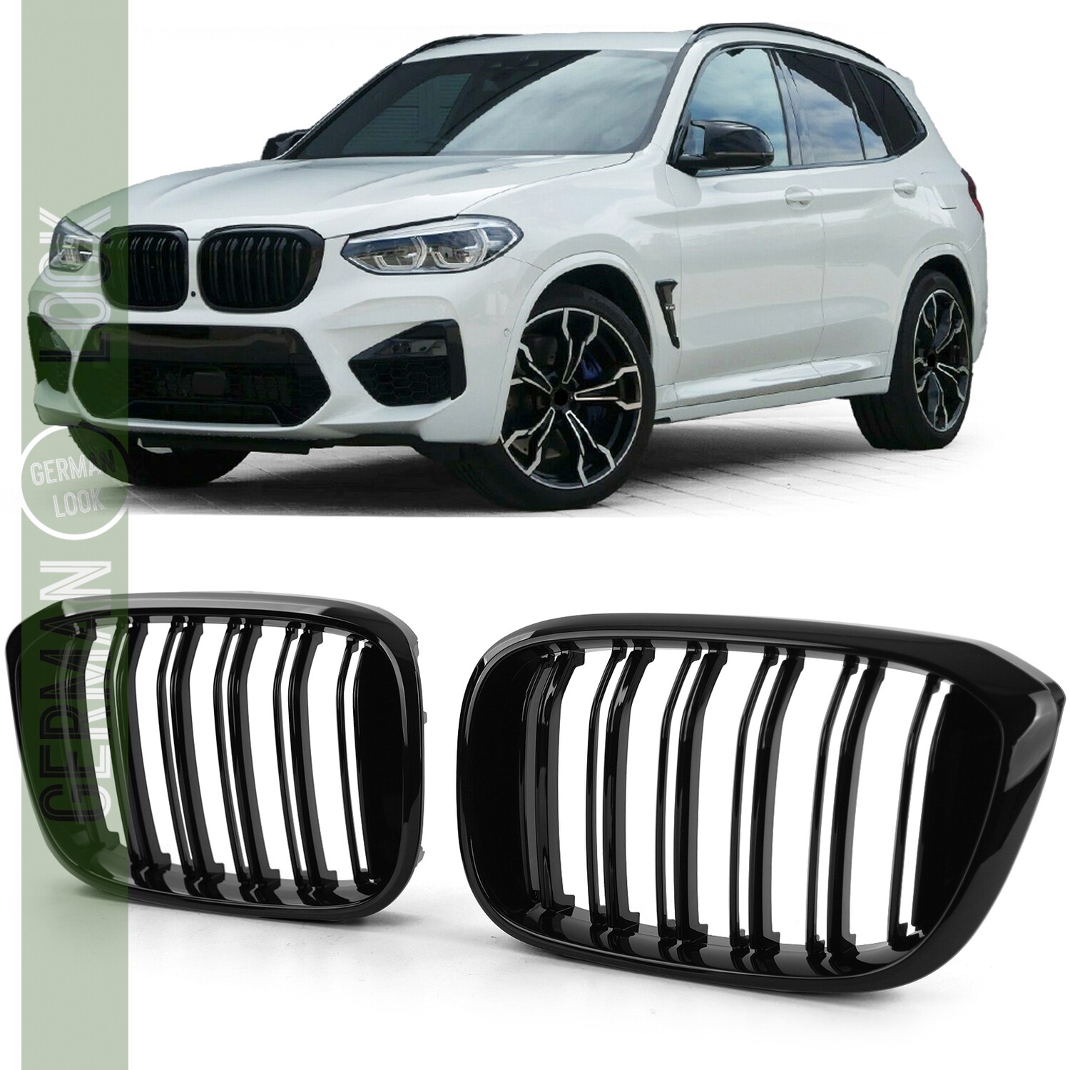 Sport Kühlergrill Doppelsteg Glanz passend für BMW X3 G01 X4 G02 ab 17