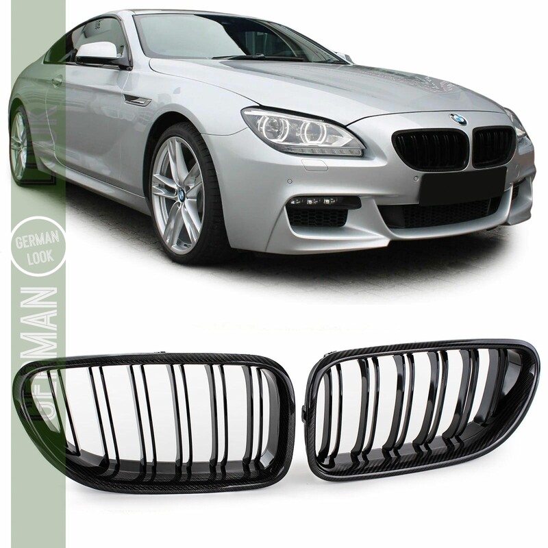 Calandre / Grille​ double lame Sport Look noir carbone pour BMW Série 6 F06 F12 F13 2012 - 2016