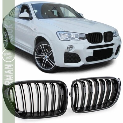 Calandre / Grille​ double lame Sport Look noir carbone pour BMW X3 F25 X4 F26 à partir de 2014