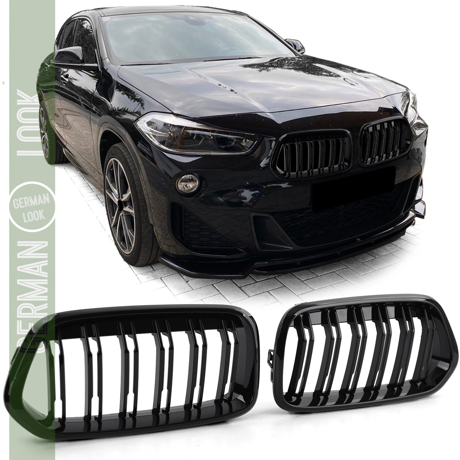 Grille de calandre sport double barre performance brillante pour BMW X2 F39 à partir de 18