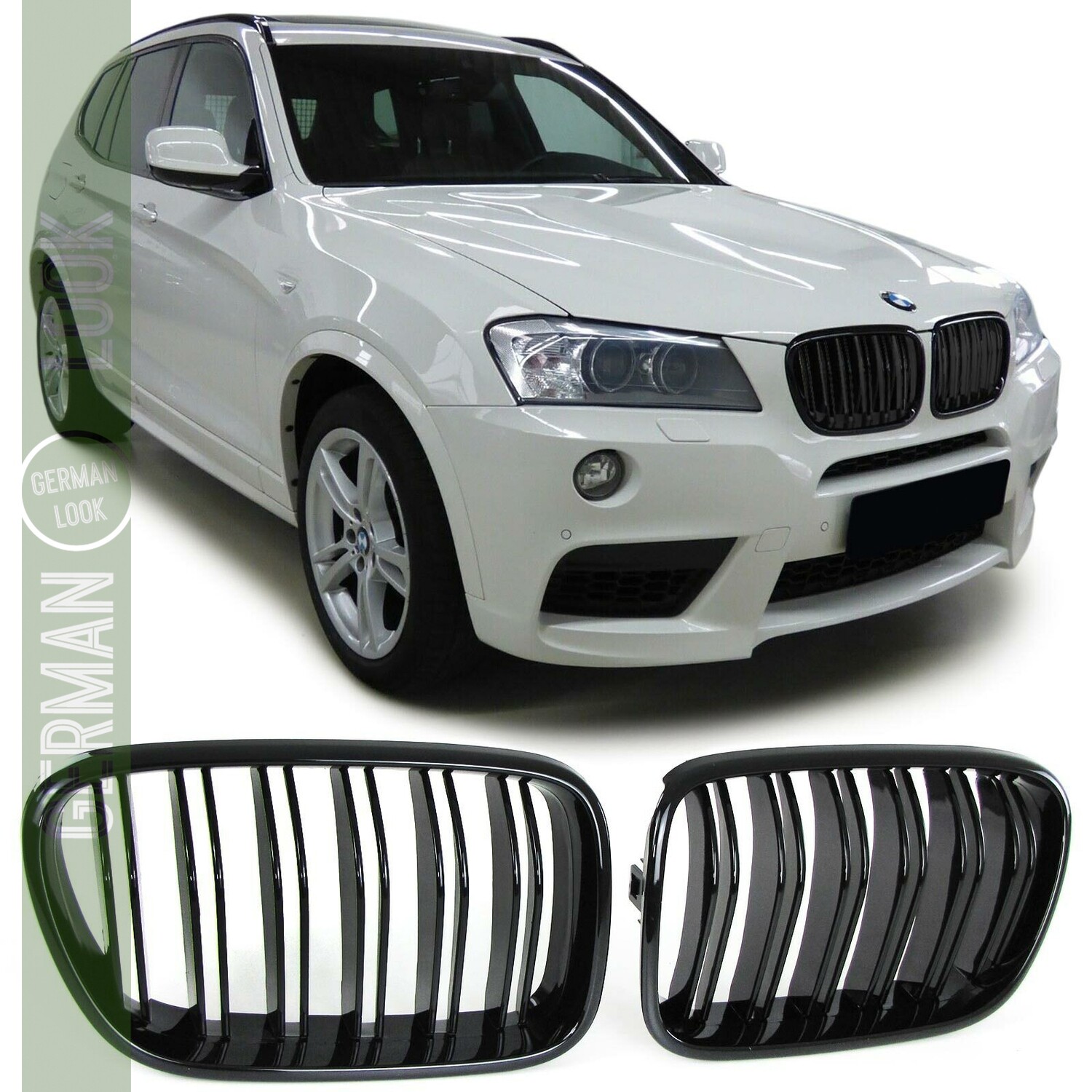 Calandre / Grille double lame noir brillant pour BMW X3 F25 2010 - 2014
