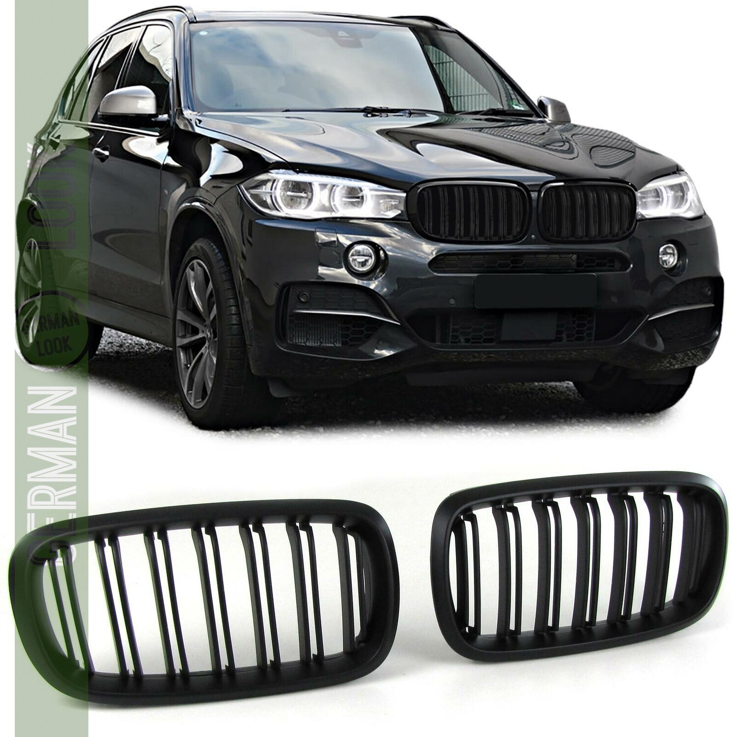 Calandre / Grille Sport double Lame pour BMW X5 F15 et X6 F16 noir mat