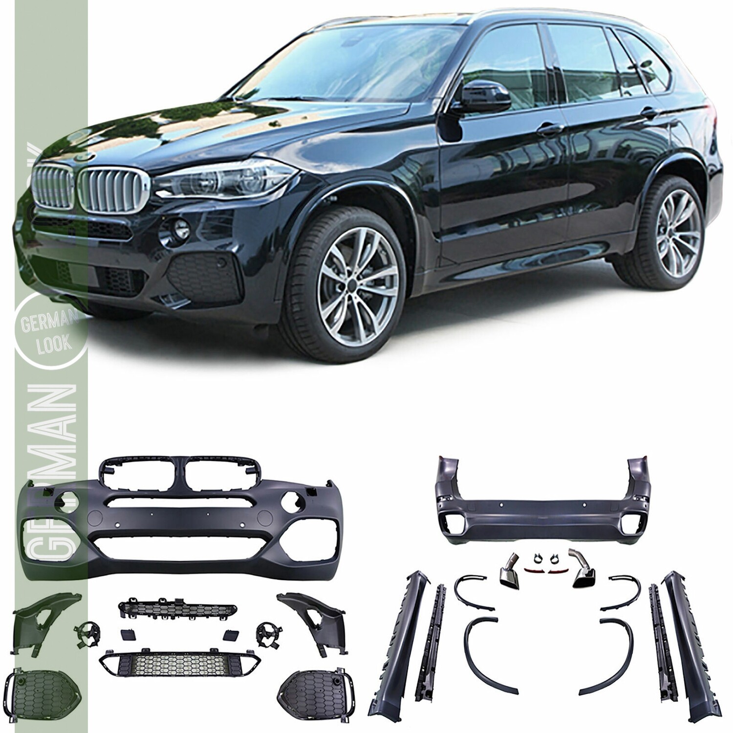 Kit de carrosserie complet pour BMW X5 F15 2013 - 2018 Look Pack M Sport + élargiceurs ailes + echappement