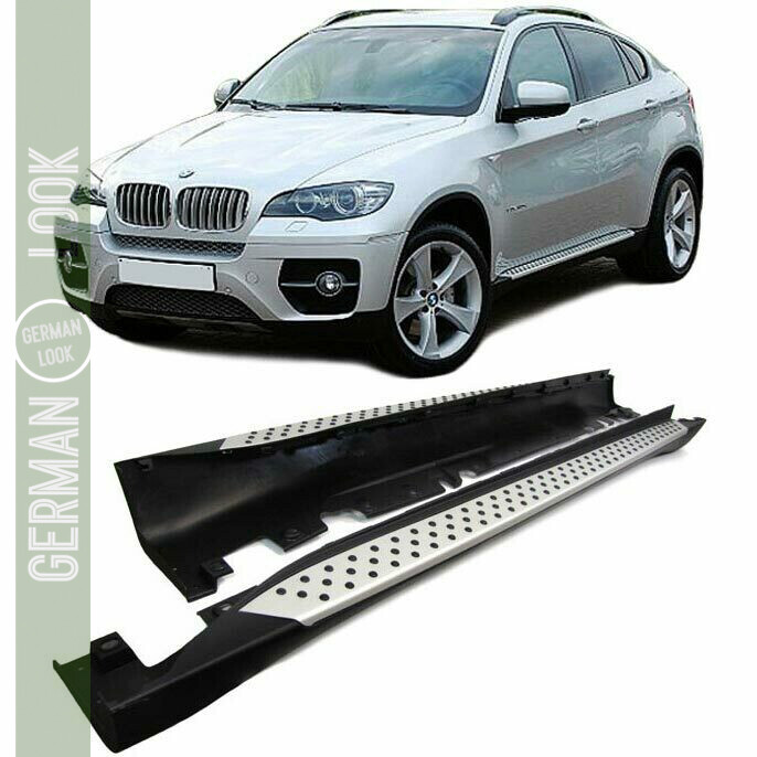 Marche Pieds en Aluminium Brossé pour BMW X6 E71 / E72 2008 - 2014