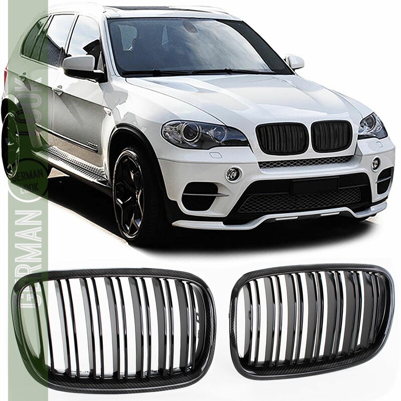 Calandre / Grille double lame Sport Look noir carbone pour BMW X5 E70 X6 E71 2006 - 2014 Calandre / Grille double lame Sport Look noir carbone pour BMW X5 E70 X6 E71 2006 - 2014