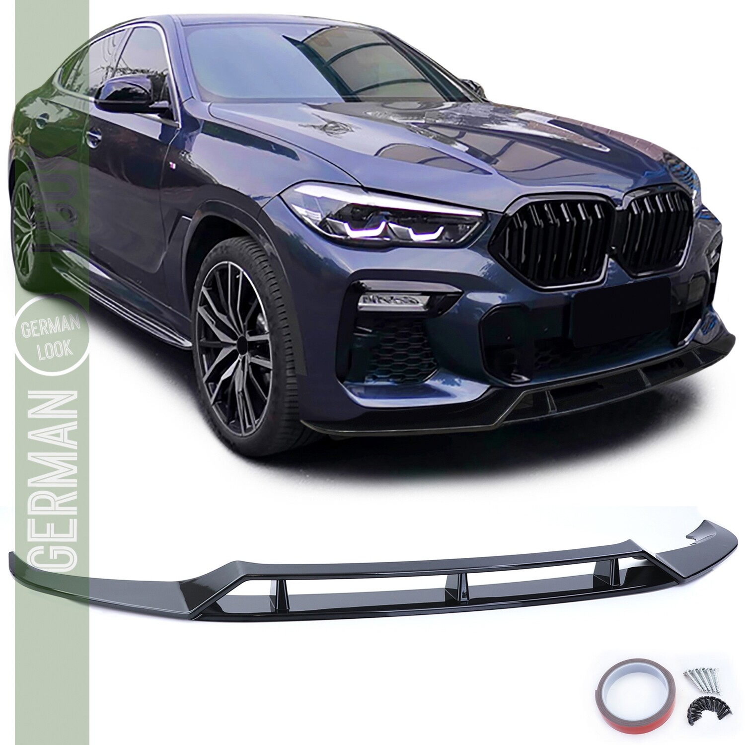 Spoiler / Lame de pare choc avant Performance pour BMW X6 G06 - Noir Brillant