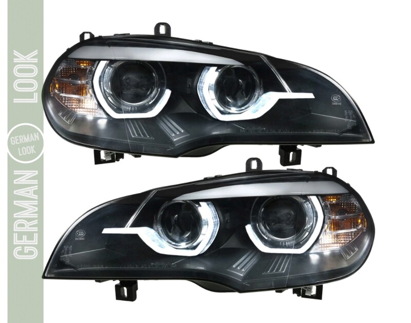 2 feux phares pour BMW X5 E70 2007-2010 TubeLight DRL Noir