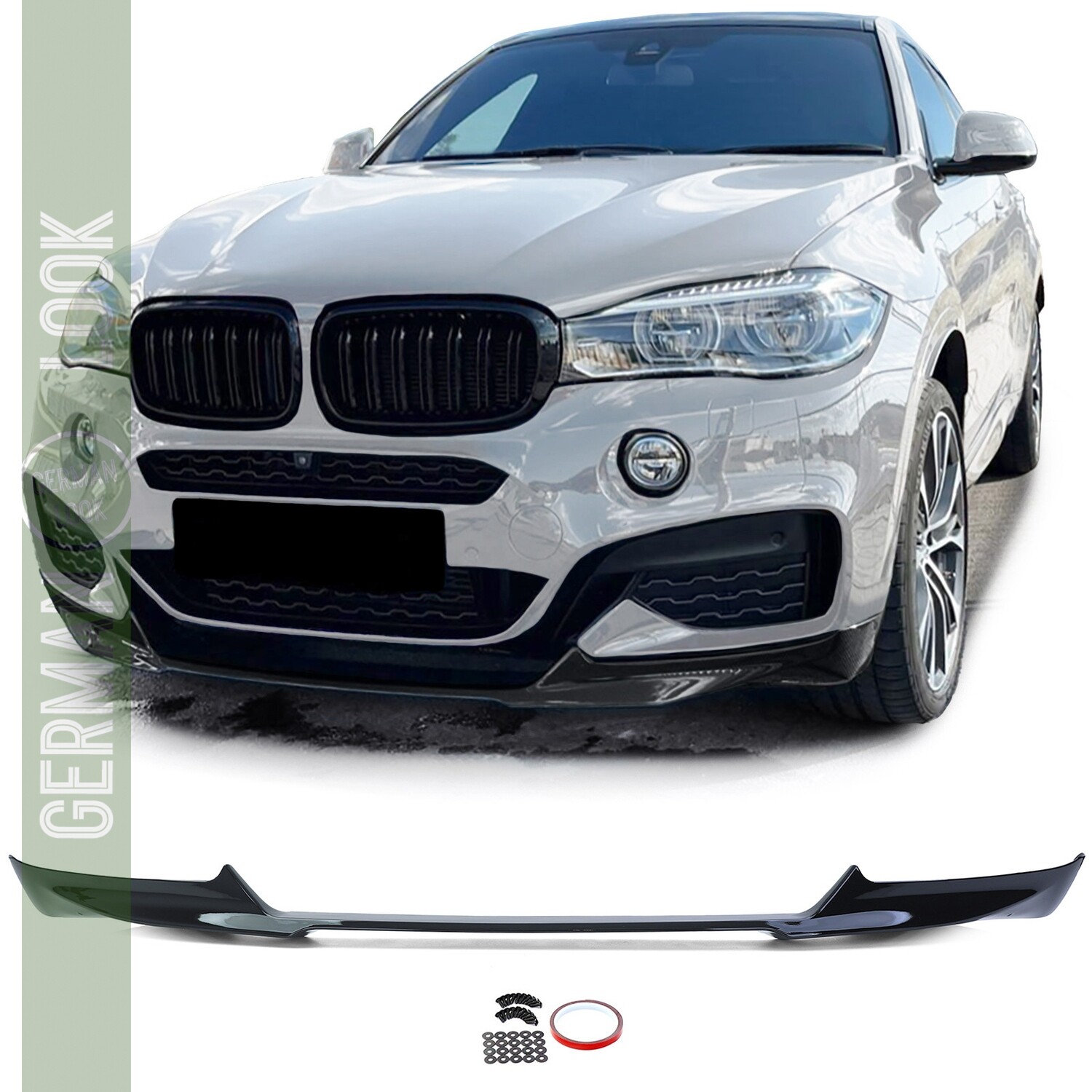 Lame / spoiler avant performance noir brillant pour BMW X6 F16 2014-2019