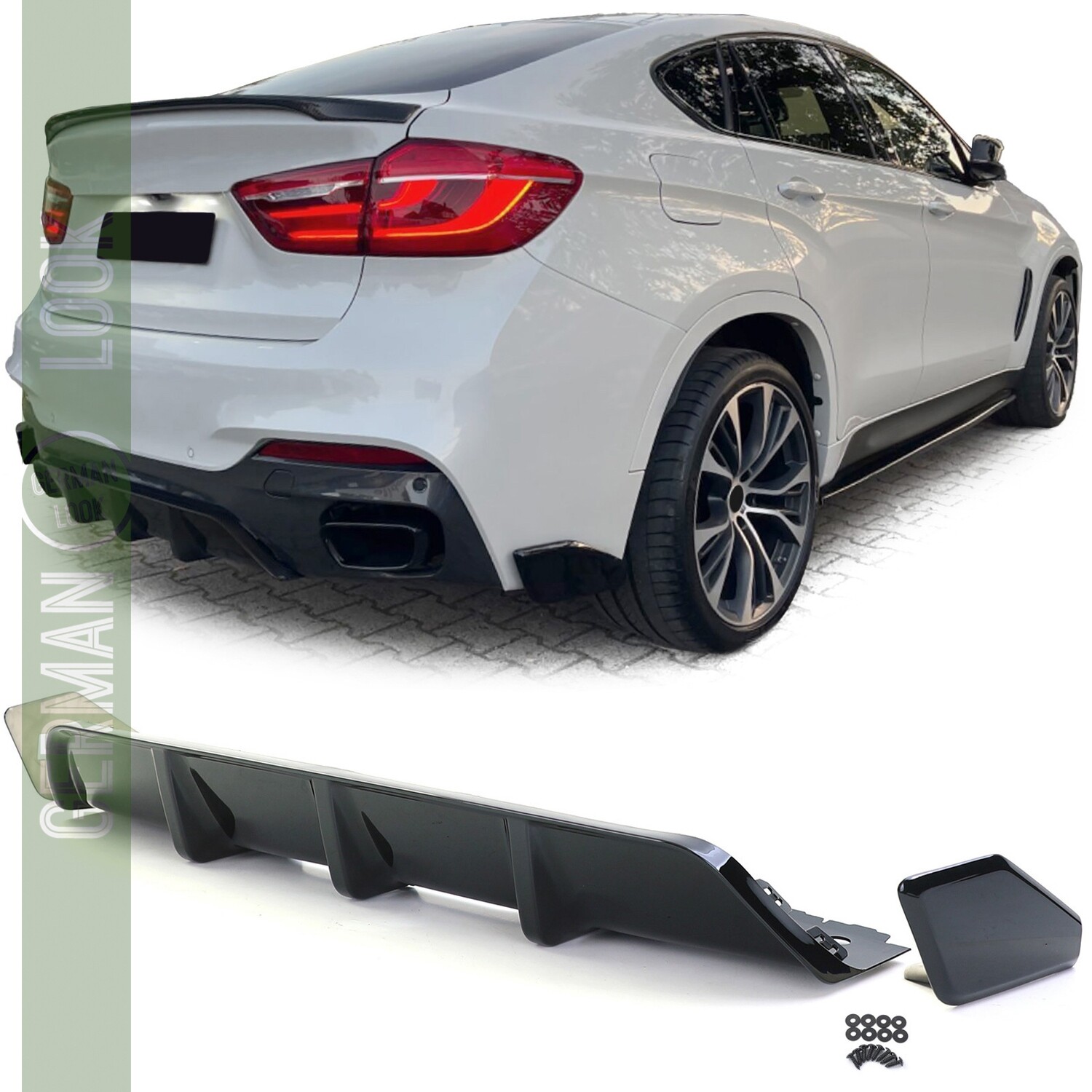 Diffuseur arrière performance noir brillant pour BMW X6 F16 2014-2019