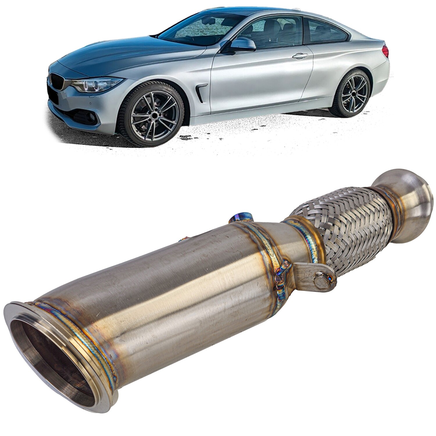 Tuyau de descente /  downpipe en inox pour BMW Série 4 F32 F33 F36 420i 428i