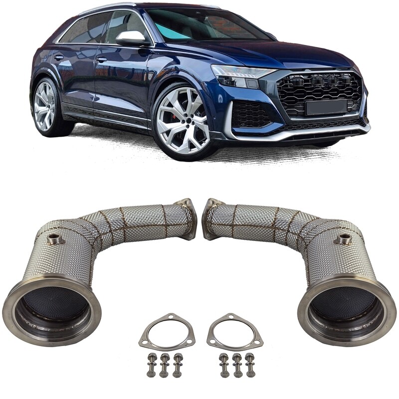 Downpipes en inox avec catalyseur sport + protection thermique pour Audi RSQ8 4.0 V8