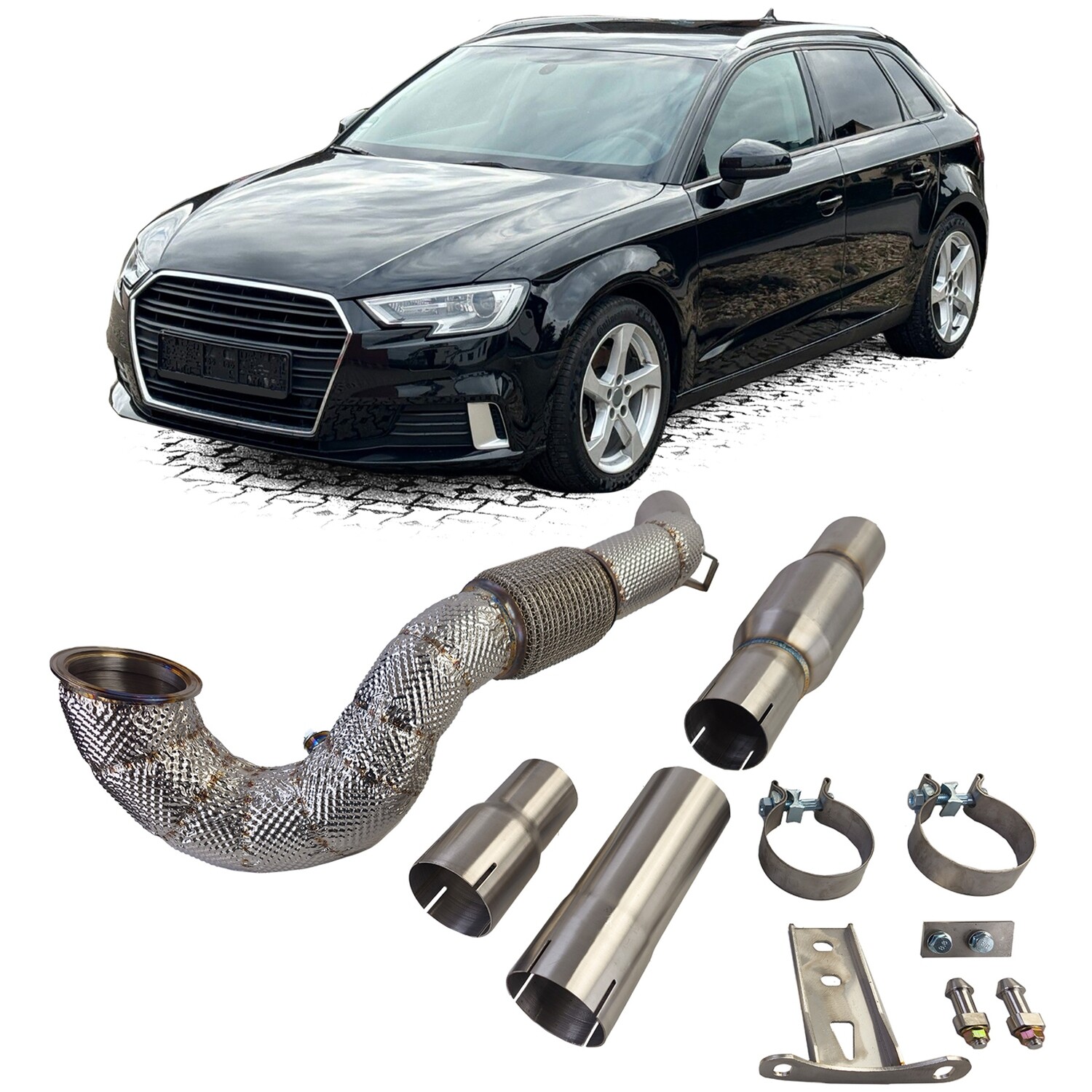 Downpipe avec catalyseur sport + protection thermique pour Audi A3 8V 1.8 TFSI 2.0 TFSI