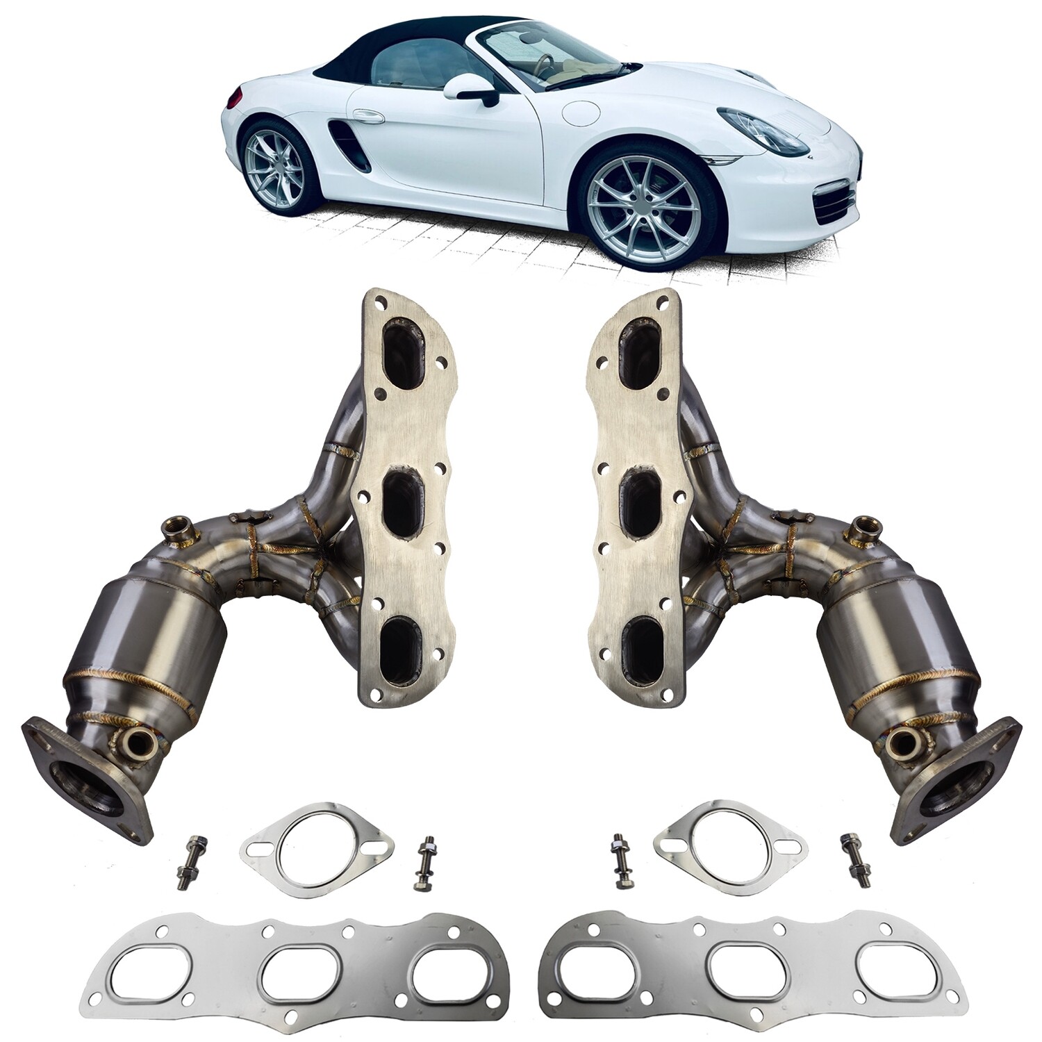 Collecteurs avec catalyseur 200 cellules sport pour Porsche Cayman Boxster 981 2,7L 3,4L