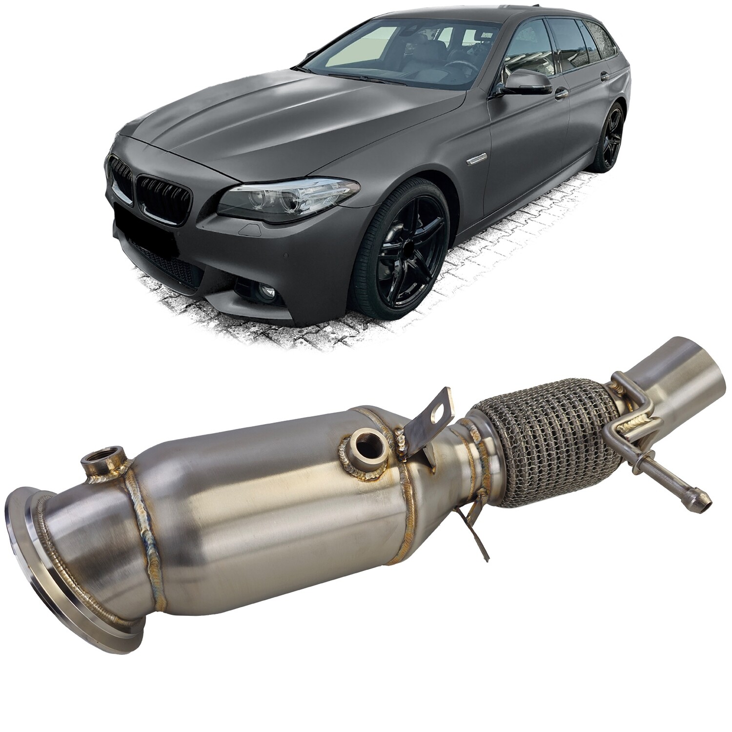 Tuyau de descente / Downpipe en inox pour pour BMW série 5 F10 F11 N20 520i 528i