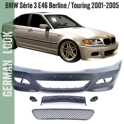 Pare-chocs avant BMW Série 3 E46 Look M3 pour Berline Touring 2001-2005 + Gissières + suport plaque