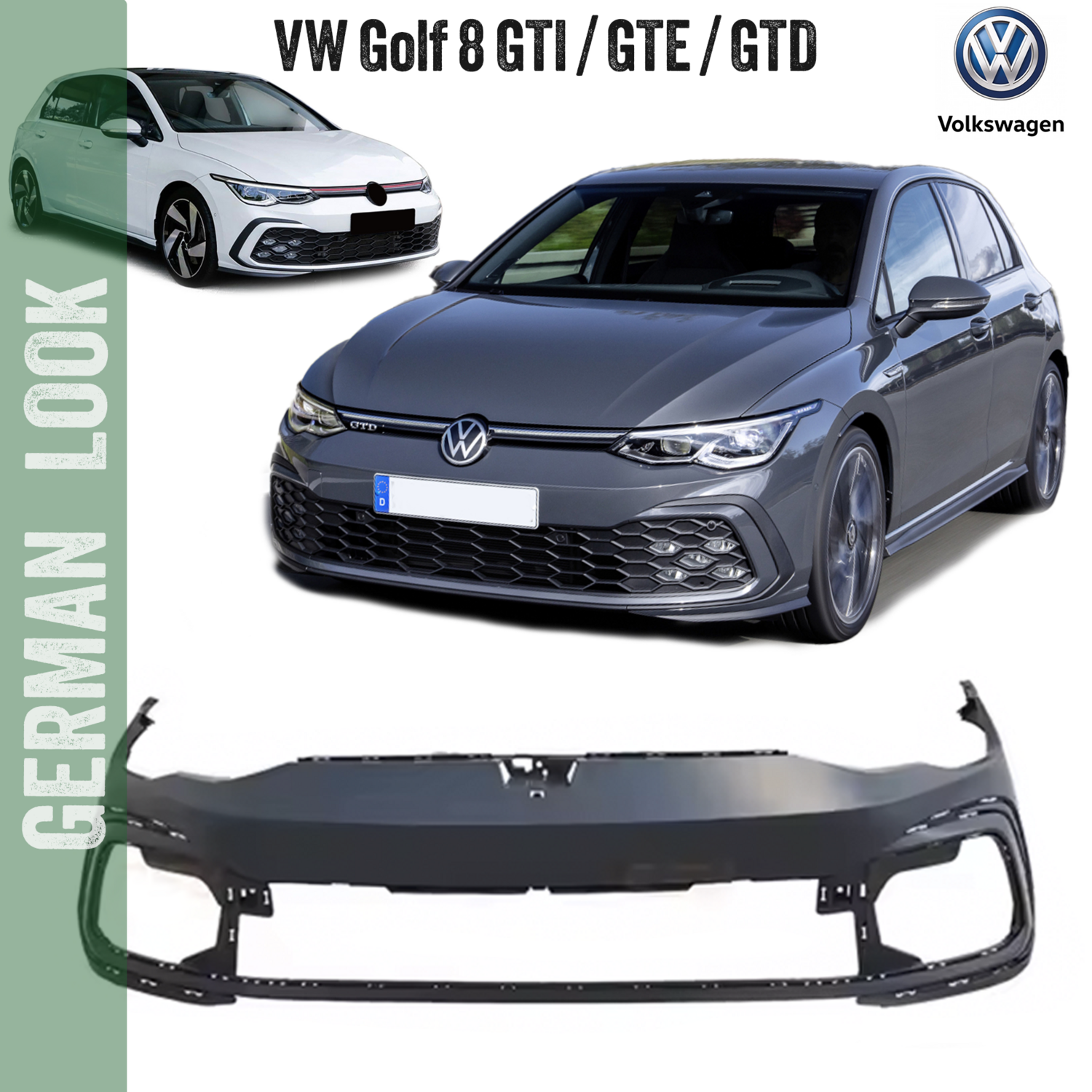 Pare-chocs avant GTD GTE GTI R R-line pour VW Golf 8 à partir de 2019