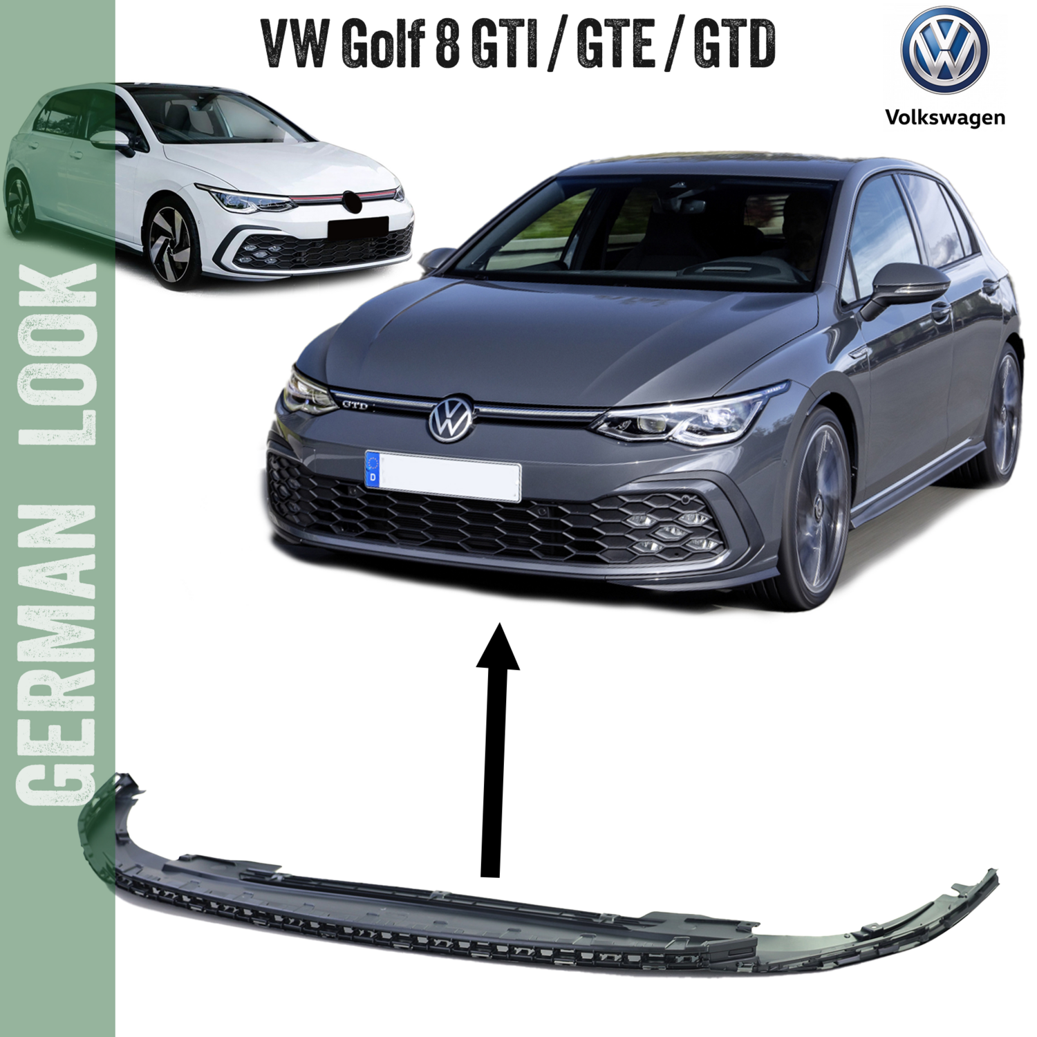 Cache Protection bas de pare-chocs GTD GTE GTI pour VW Golf 8