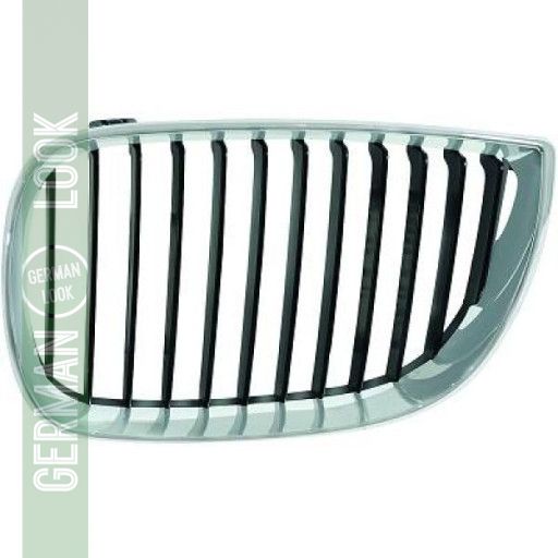 GRILLE DE CALANDRE GAUCHE CHROME/NOIR BMW SÉRIE 1 (E81 E82 E88) DE 04 À 07 - OEM : 51137077129
