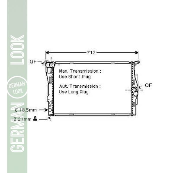 RADIATEUR REFROIDISSEMENT DU MOTEUR ALUMINIUM Ø ADMISSION [MM]: 38 Ø SORTIE [MM]: 38 => 17117521048