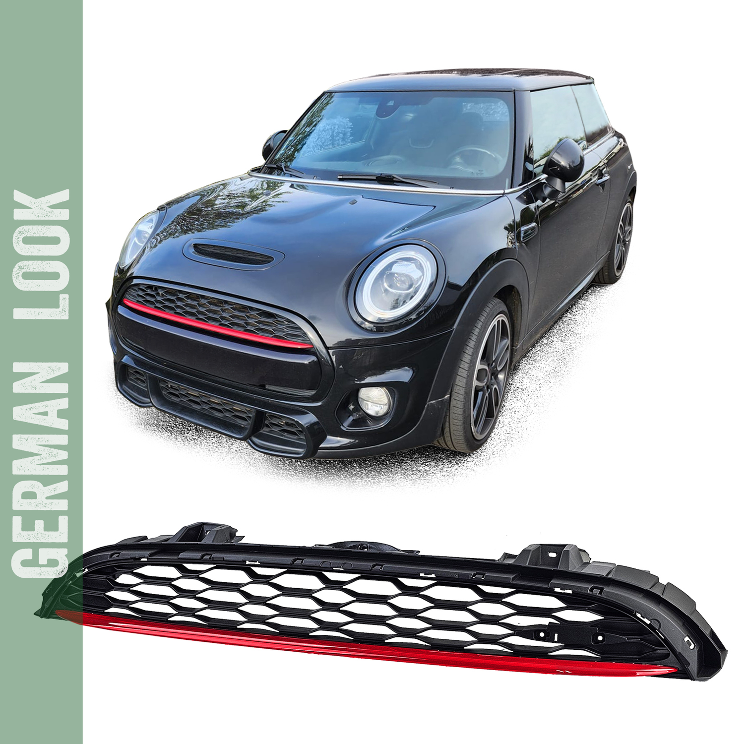 Calandre nid d'abeille avec bande rouge pour Mini One Cooper S F55 F56 F57 2014-2020