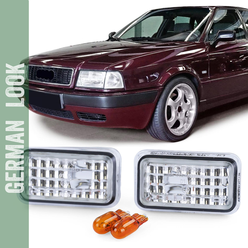 Clignotants latéraux en verre transparent chromé pour Audi 80 90 100 A6 C4 200 V8