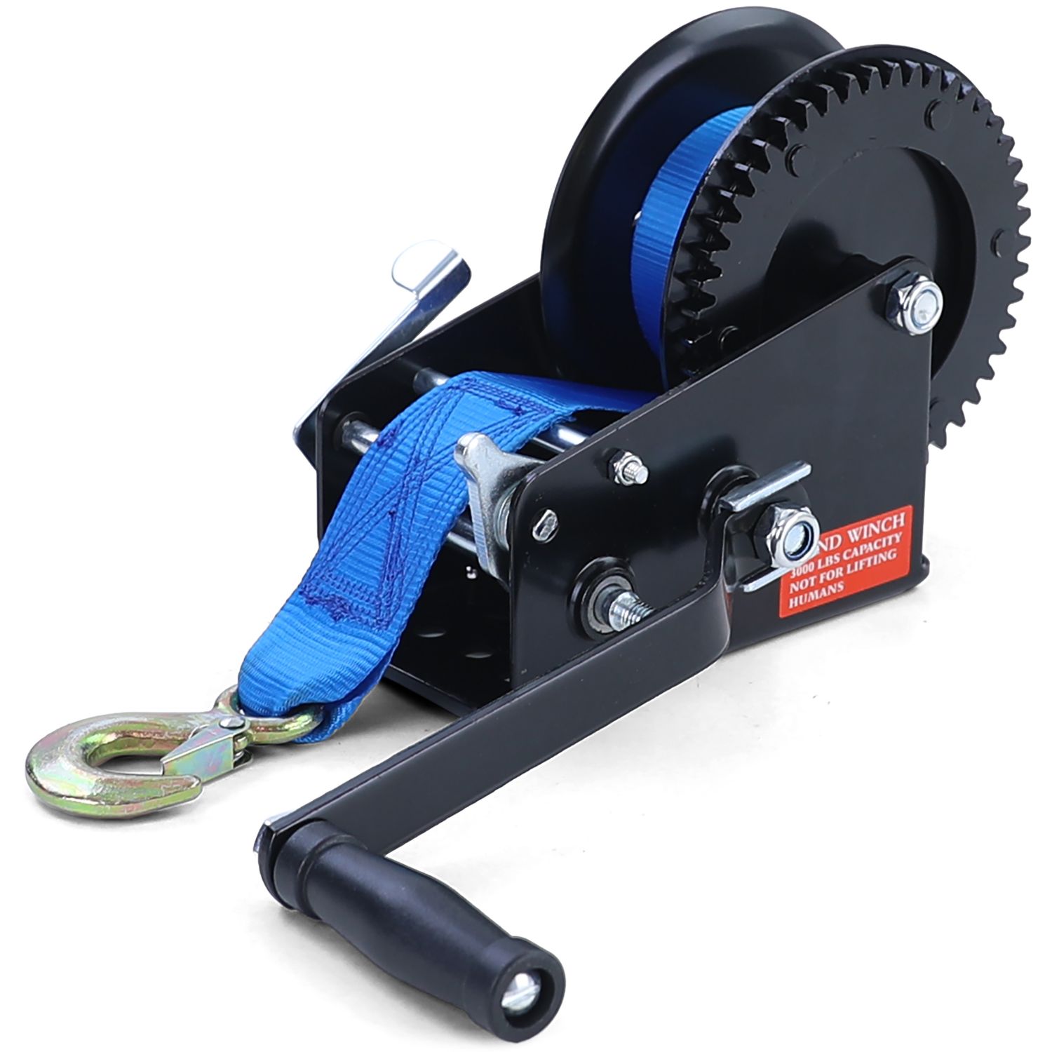 Treuil professionnel treuil manuel noir avec sangle bleue 1500kg 8 mètres