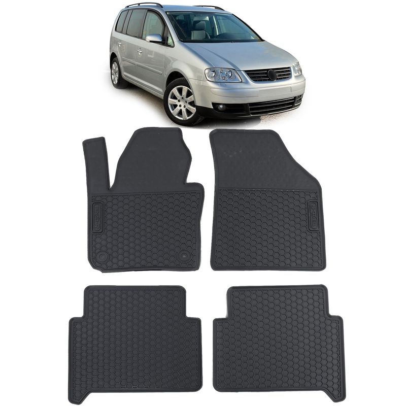 Tapis de sol en caoutchouc noir pour voiture VW Touran 1T 03-15