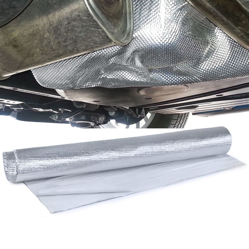 Tapis de protection thermique d'échappement aluminium céramique autocollant 1,5mm 25cmx50cm 500°C