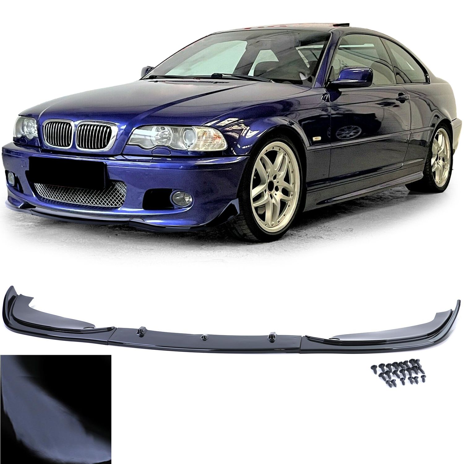 Spoiler avant sport / lame noir brillant pour BMW Série 3 E46 Coupé Cabriolet 98-05