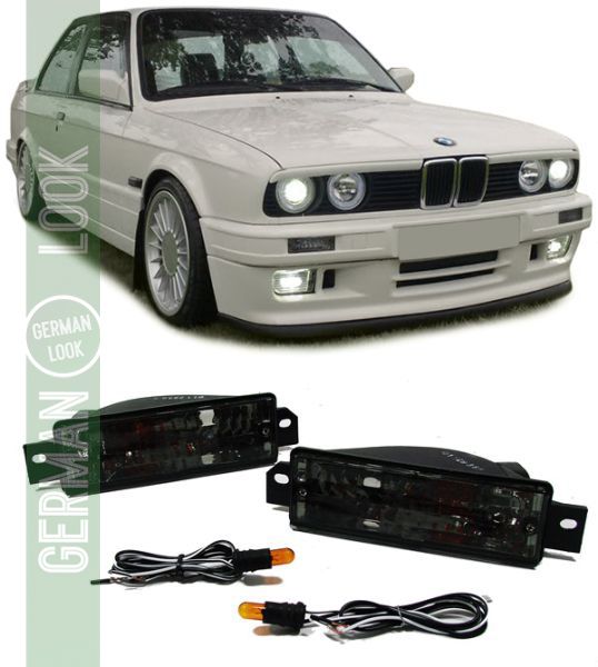 Clignotant en verre transparent avec feu de position noir pour BMW SÉRIE 3 E30 87-93