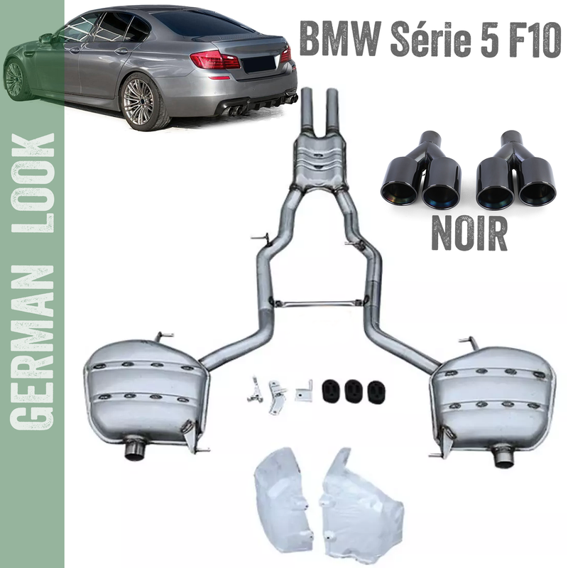 Échappement / Silencieux pour BMW 5 F10 Berline 2010-2017 + embouts noir - Look M5