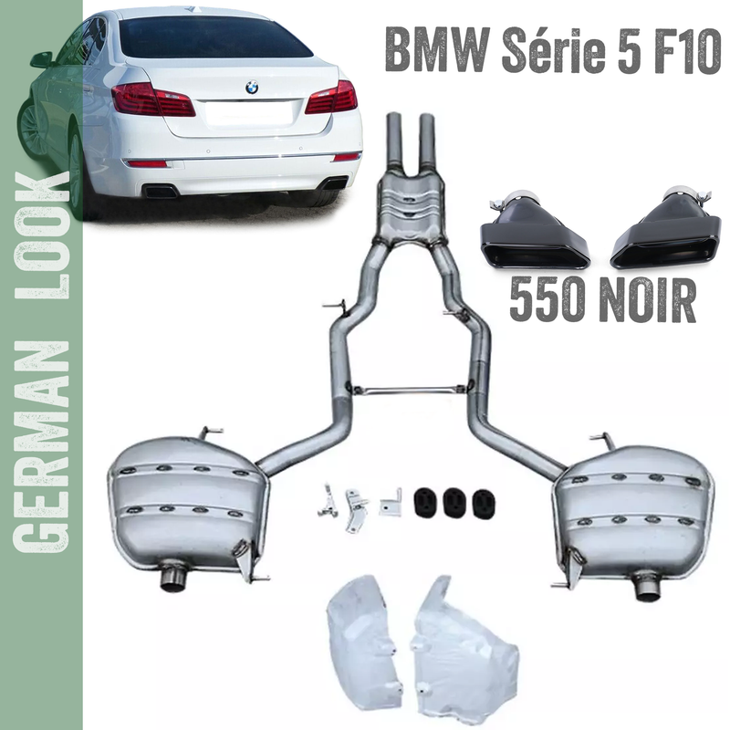 Échappement / Silencieux pour BMW 5 F10 Berline 2010-2017 + embouts noir - Look 550i / 550d