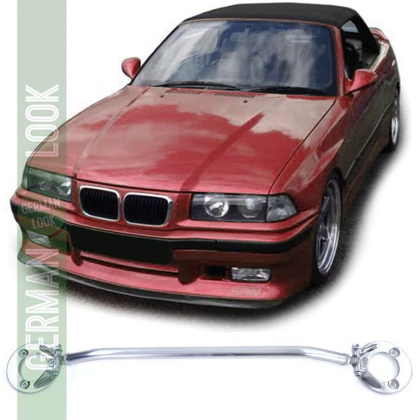 Barre de jambe de force avant en aluminium 3 pièces polies pour BMW Série 3 E36 6 cyl 320i 325i 90-99