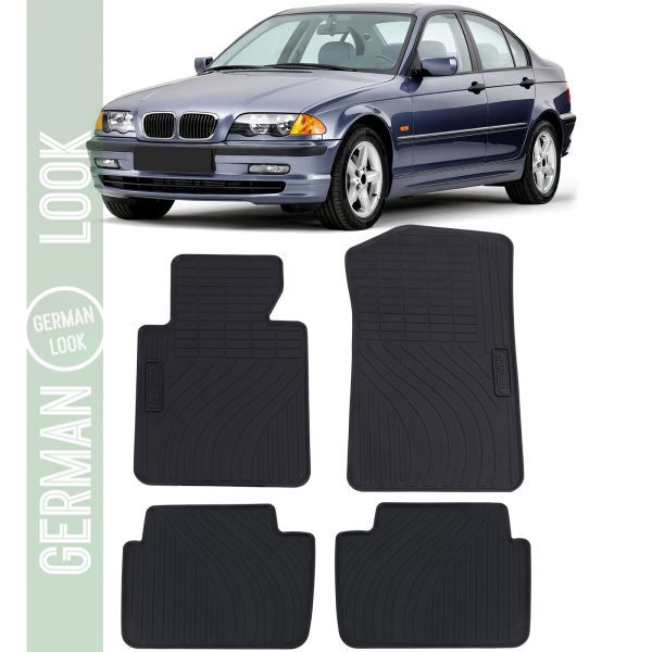 Tapis de sol en caoutchouc pour voiture noir Premium Set pour BMW E46 Limo Touring 98-05