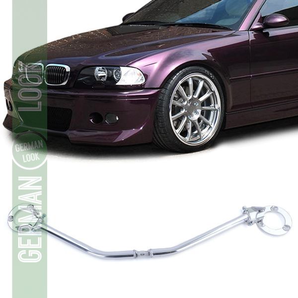 Barre de jambe de force avant en aluminium 3 pièces polies pour BMW Série 3 E46 316 318 à partir de 98