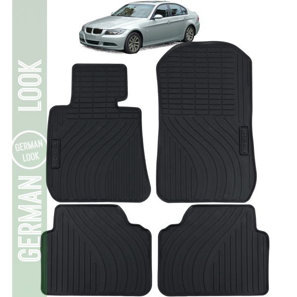 Ensemble de tapis de sol en caoutchouc noir pour voiture, compatible avec BMW E90 E91 Berline Touring