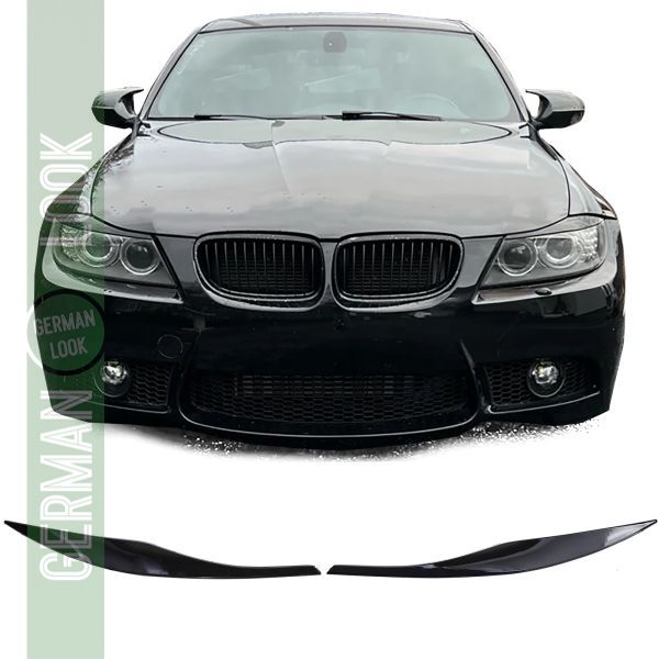 Couvre-phares Evil Eye noir brillant sur mesure pour Série 3 BMW E90 E91 05-12