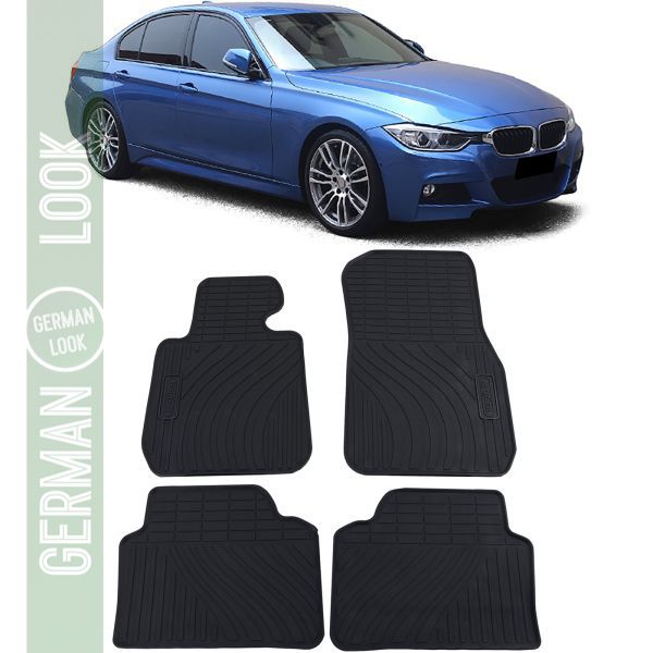 Tapis de sol en caoutchouc pour voiture noir Premium Set sur mesure pour BMW Série 3 F30 F31 11-19