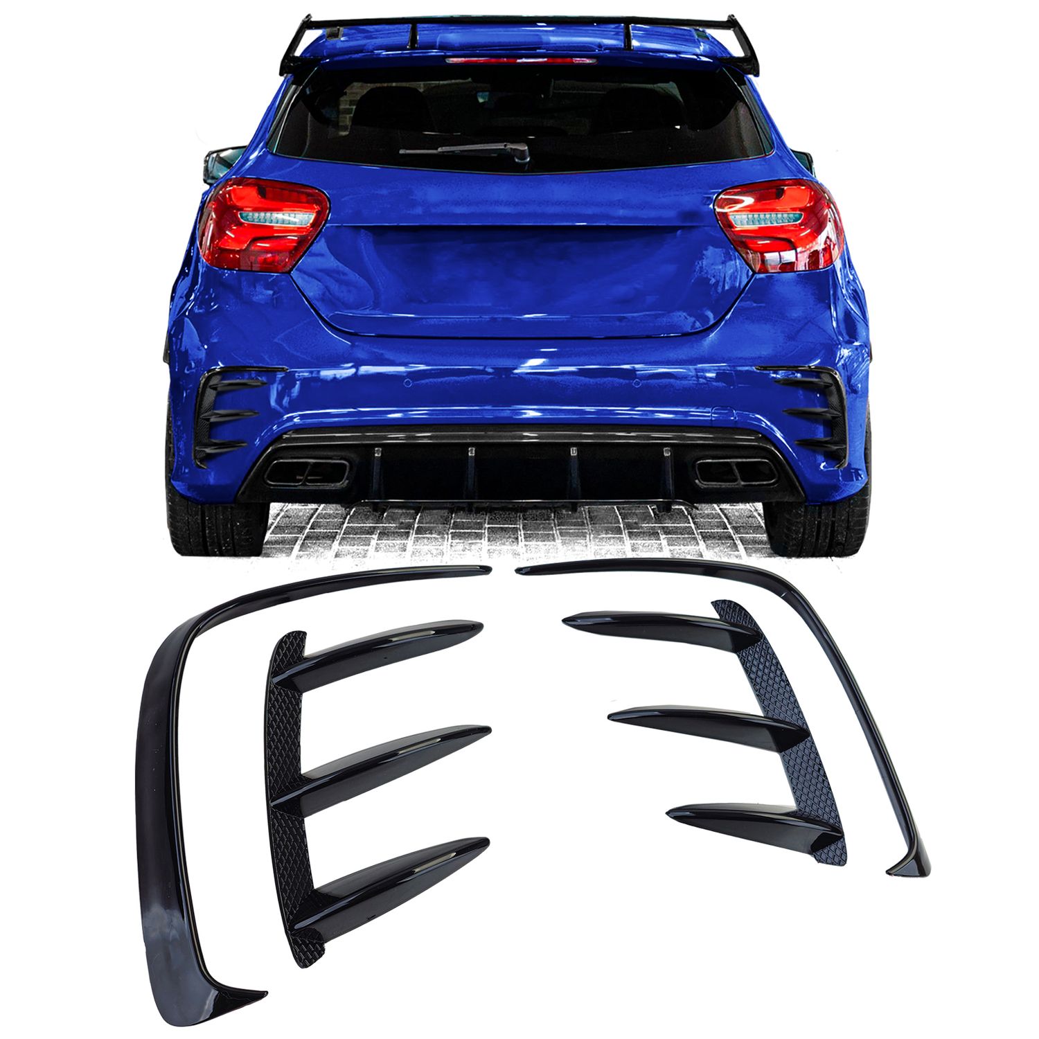 Spoilerwings / Spliters / rabats pare-chocs arrière pour Mercedes A W176 2013-2018 - Look AMG