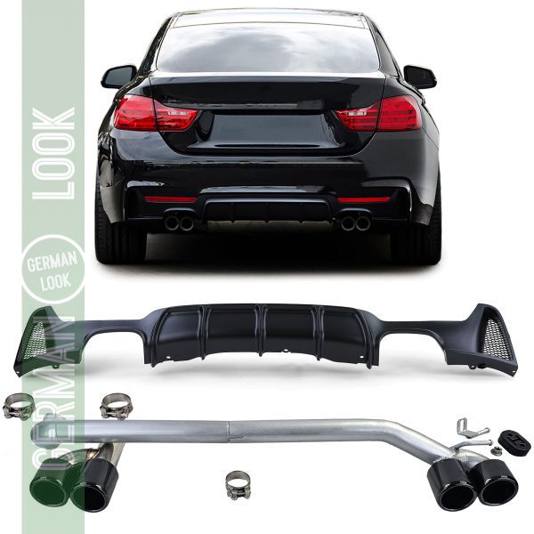 Diffuseur arrière mat + sortie d'échappement look sport pour BMW F32 F33 F36 425 428 430