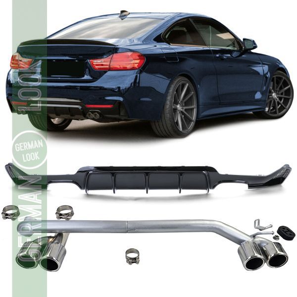 Diffuseur arrière brillant + sortie d'échappement look sport pour BMW F32 F33 F36 425 428 430