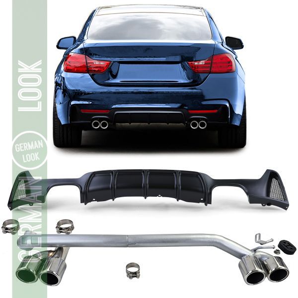 Diffuseur arrière mat + sortie d'échappement look sport pour BMW F32 F33 F36 425 428 430
